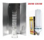 LAMPA CFL ZESTAW 200W, ENERGOOSZCZĘDNY, ELEKTROX GROW (wzrost) + WZMACNIANY ODBŁYŚNIK ELEKTROX &quot